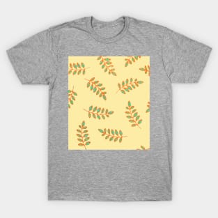 Leaf Prints in orange, teal, pale yellow T-Shirt